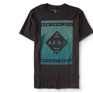 Aéropostale 19 Aero 87 Linear Logo Graphic Tee Charcoal Gray  Size XS